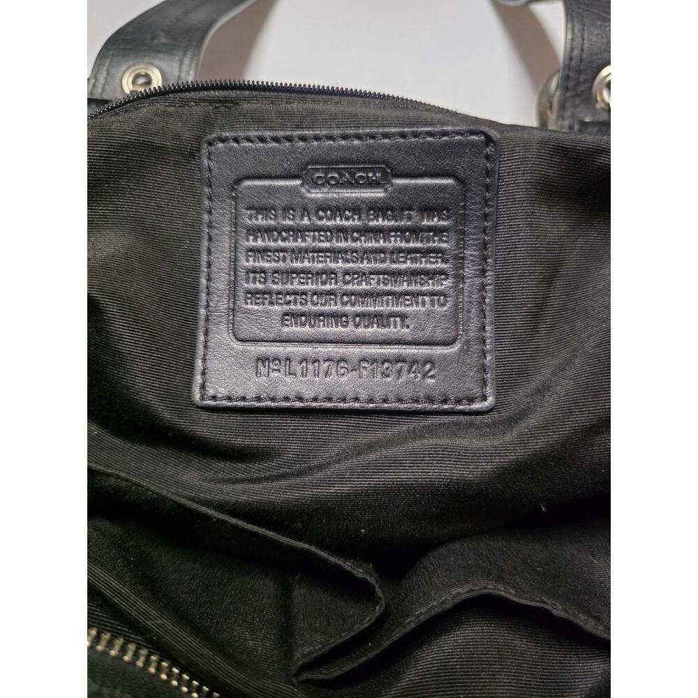 Coach Black Signature C Jacquard Patent Leather Shoulder Bag F13742 - Picture 10 of 16
